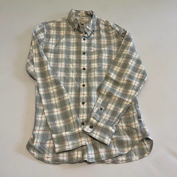 J. Crew Re-imagined white plaid button down shirt S - Picture 1 of 8